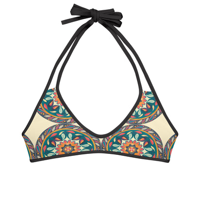 Floral Mandala Bikini Top, Cream