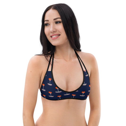 Navy Floral Bikini Top