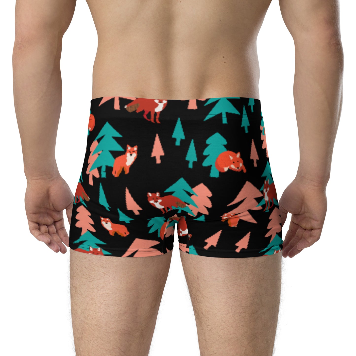 Fox Print Boxer Briefs, Black