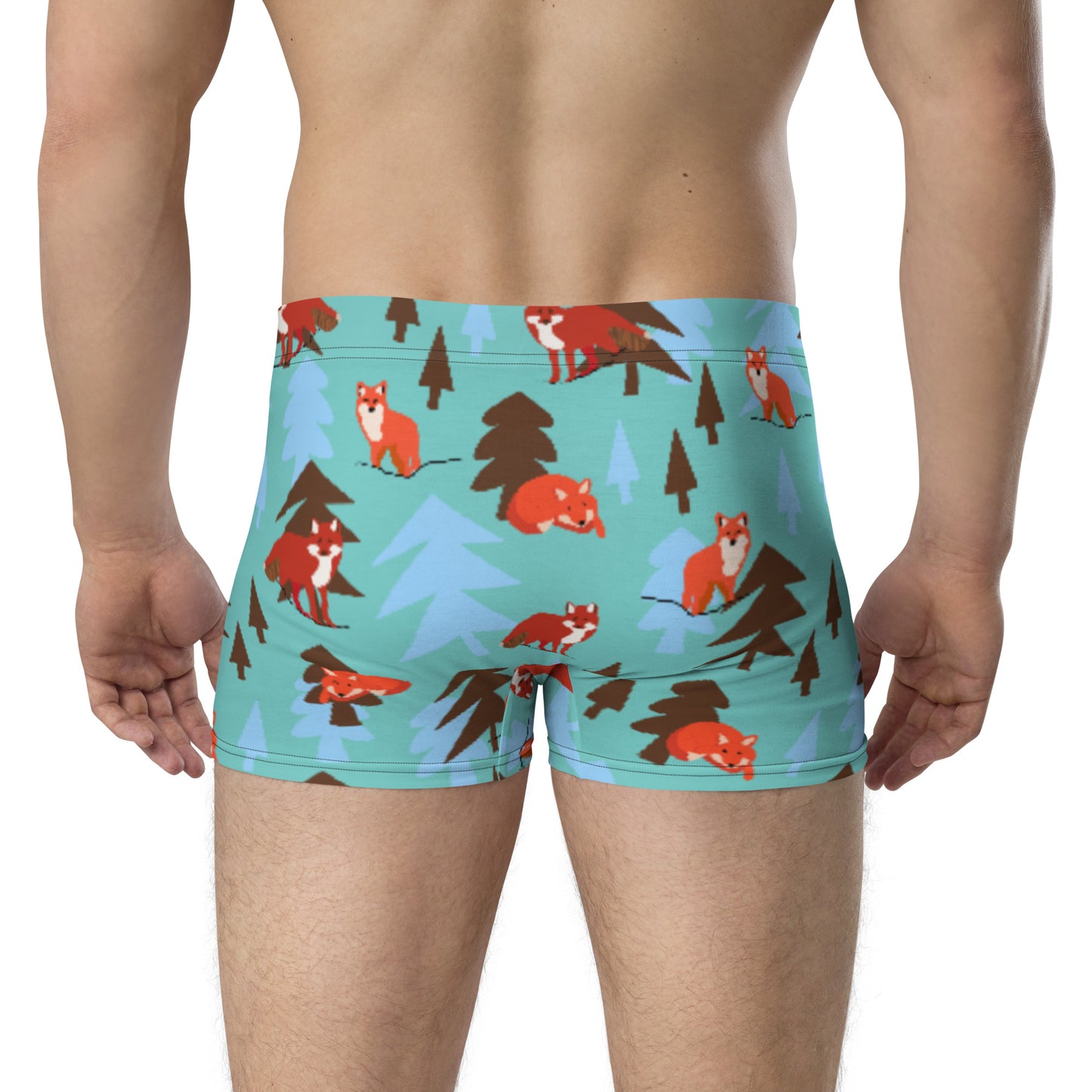 Fox Print Boxer Briefs, Teal