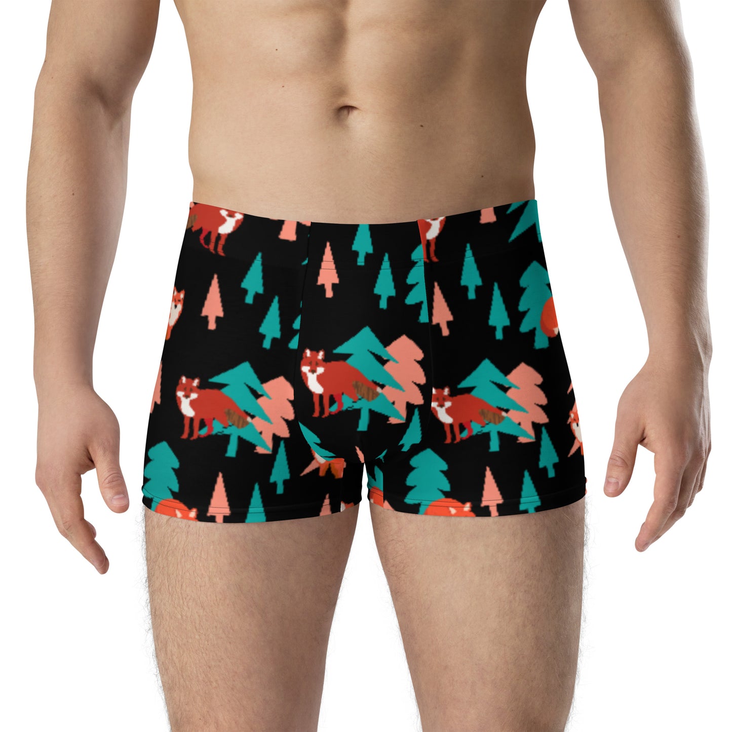 Fox Print Boxer Briefs, Black