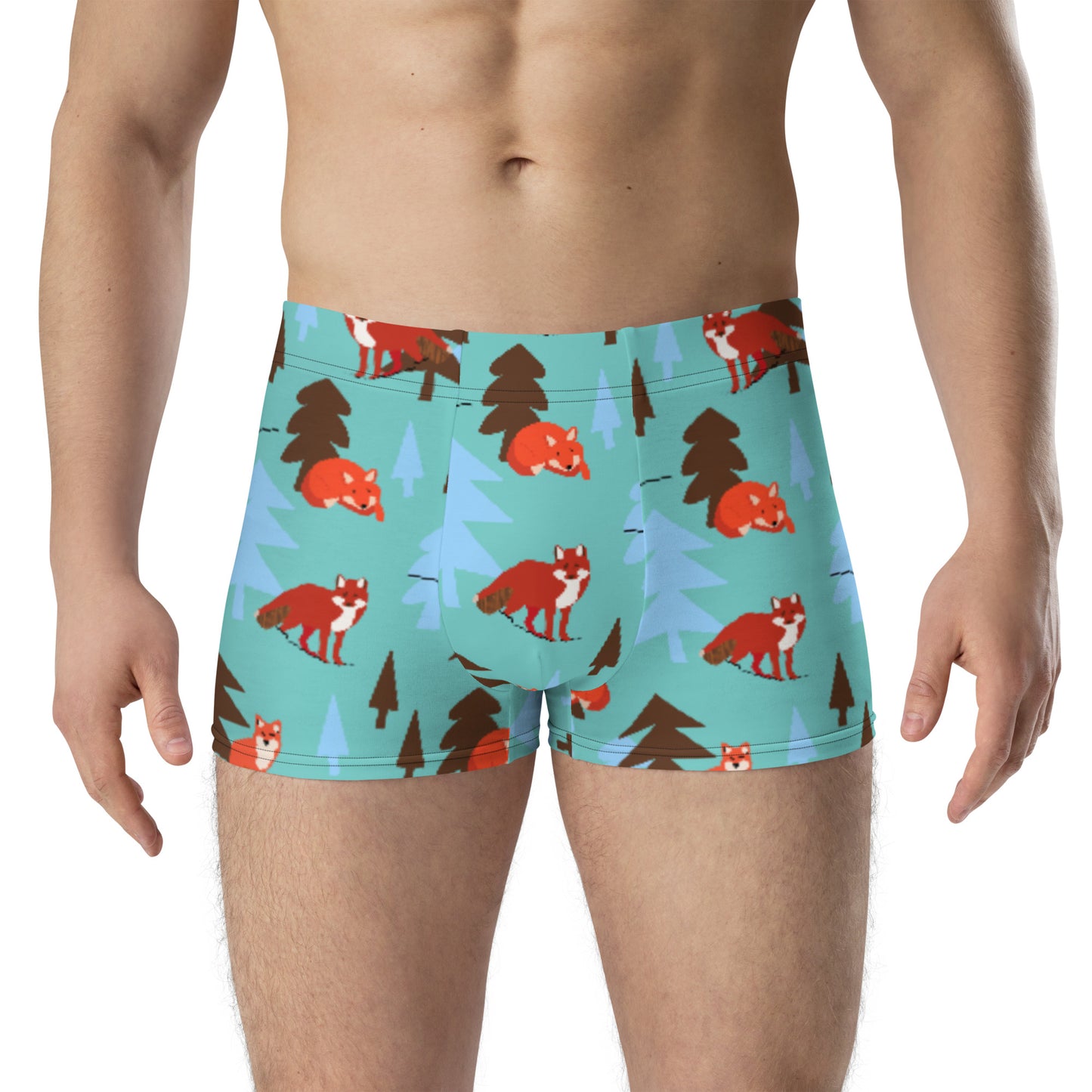 Fox Print Boxer Briefs, Teal