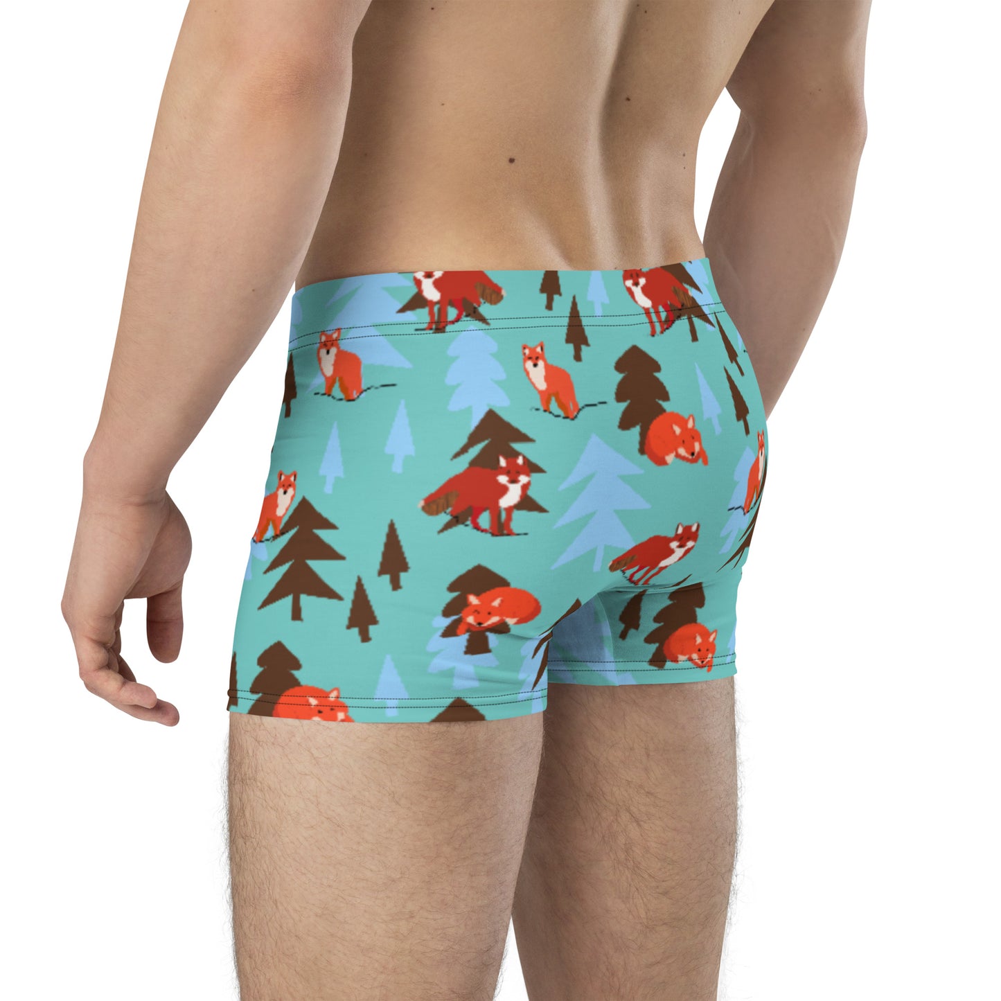 Fox Print Boxer Briefs, Teal