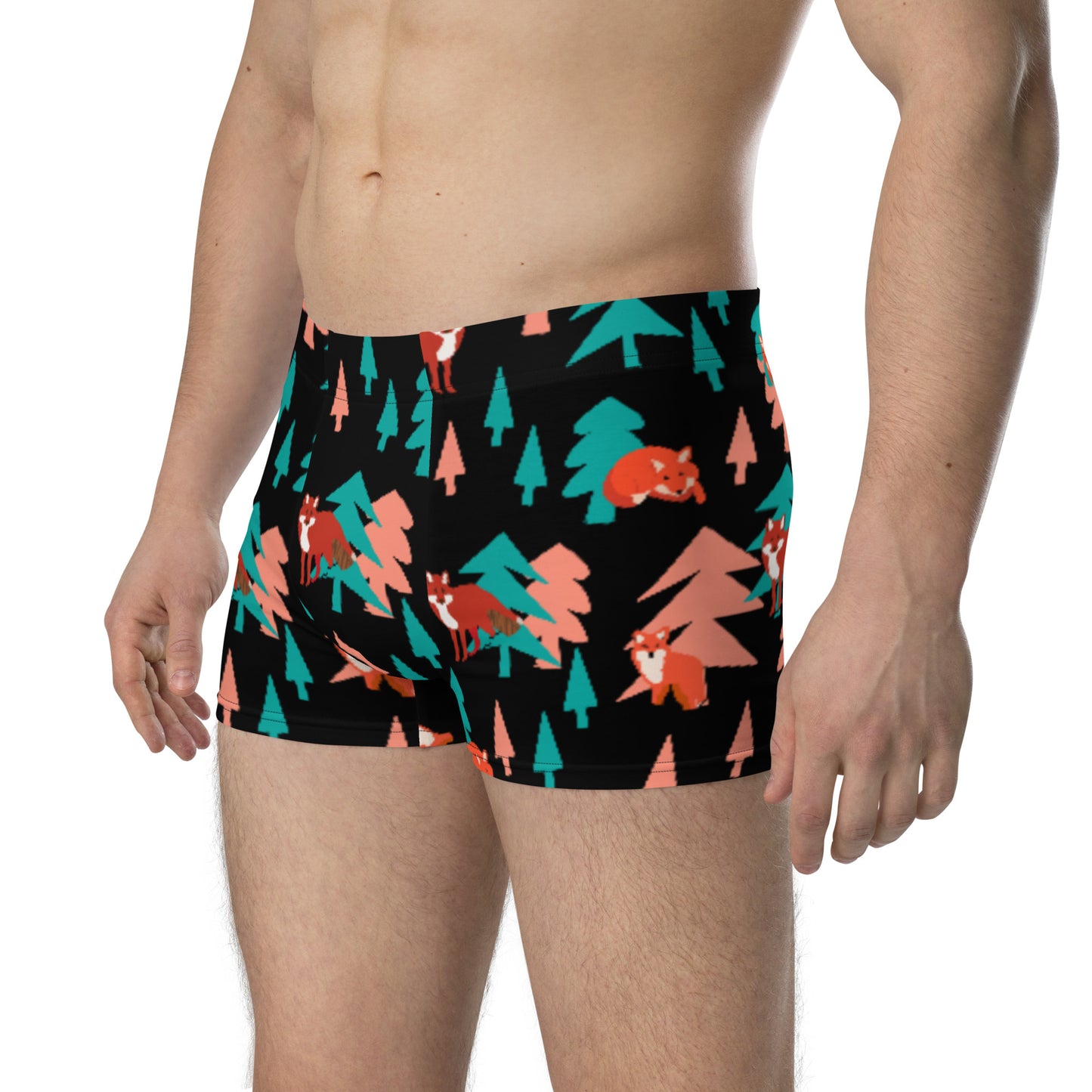 Fox Print Boxer Briefs, Black