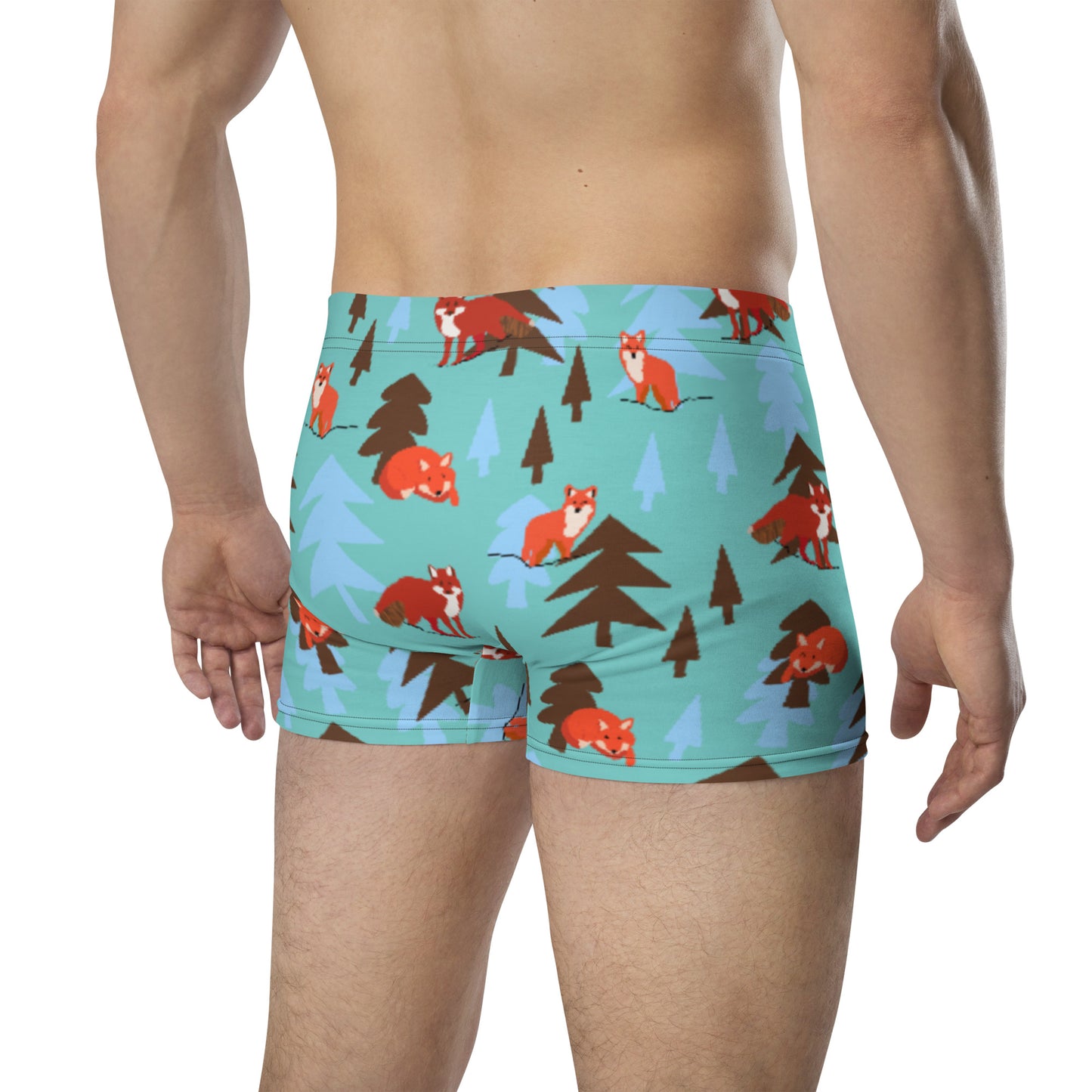 Fox Print Boxer Briefs, Teal