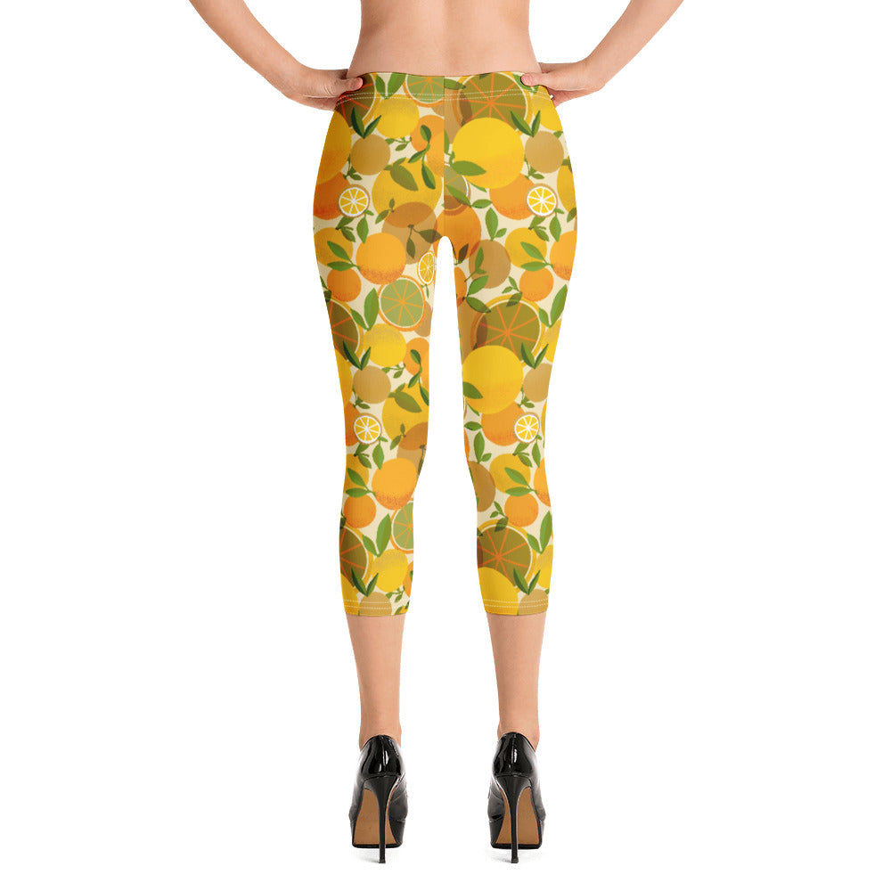 Retro Lemon Capri Leggings