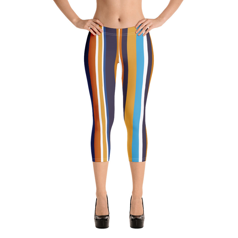 Retro Stripe Capri Leggings