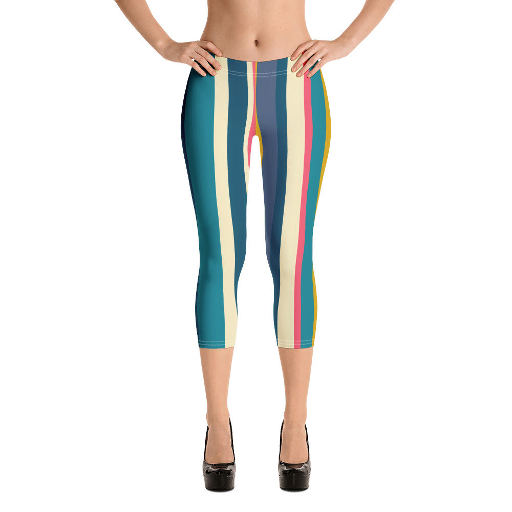 Bright Stripe Capri Leggings