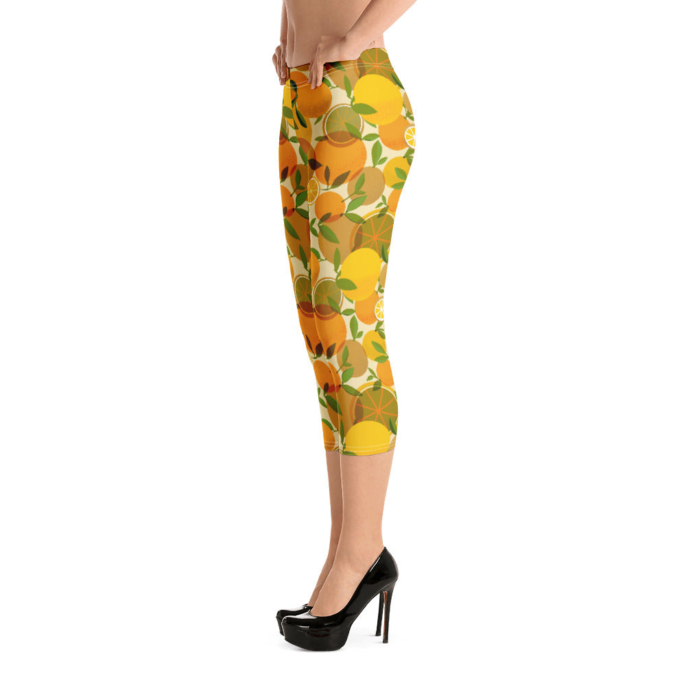 Retro Lemon Capri Leggings