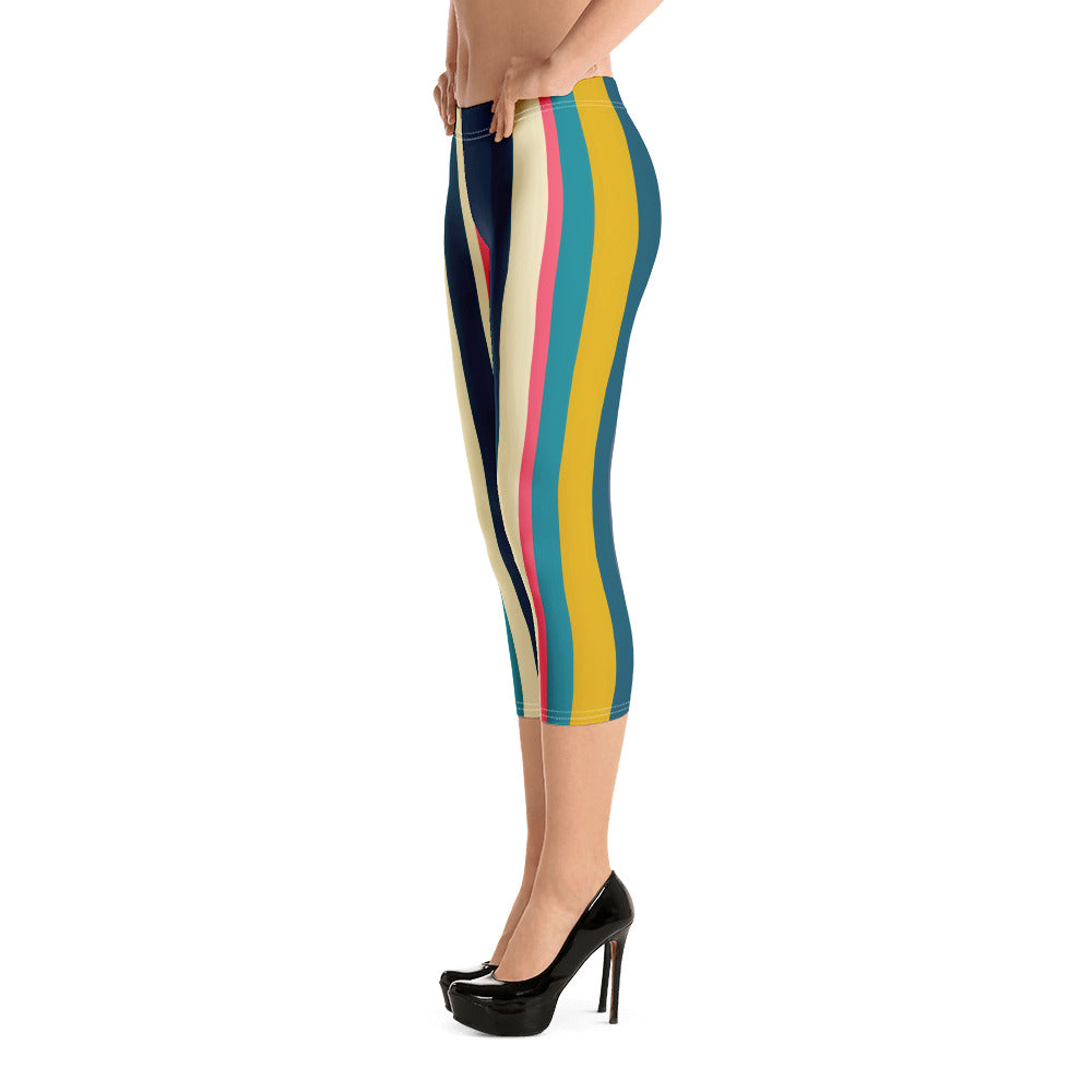 Bright Stripe Capri Leggings