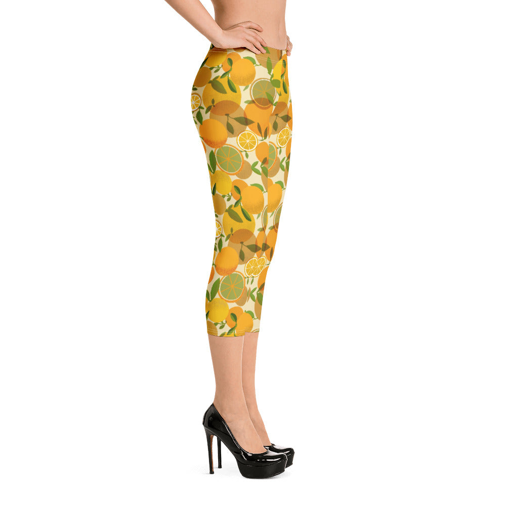 Retro Lemon Capri Leggings