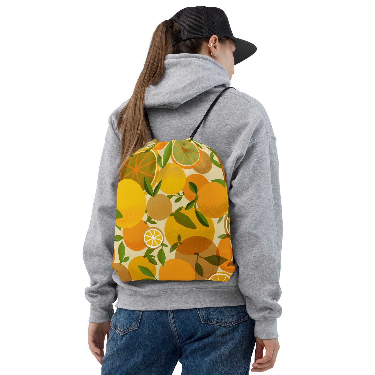 Retro Lemons Drawstring bag