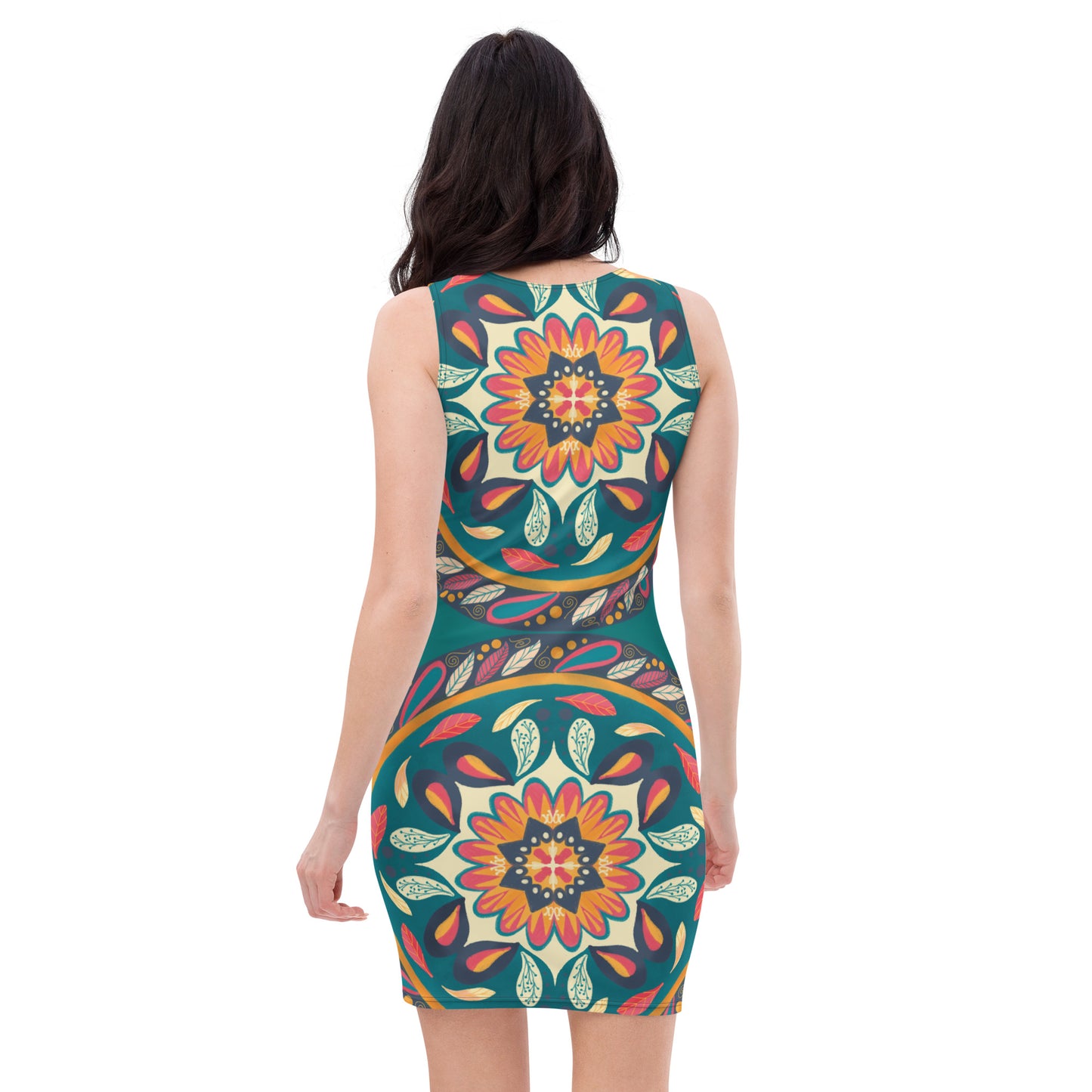 Floral Mandala Dress, Teal