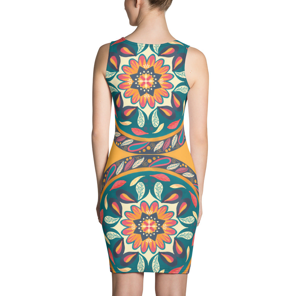 Floral Mandala Dress, orange