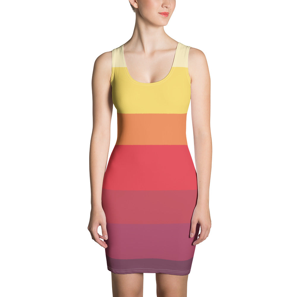 Retro Sunset Colorblock Dress