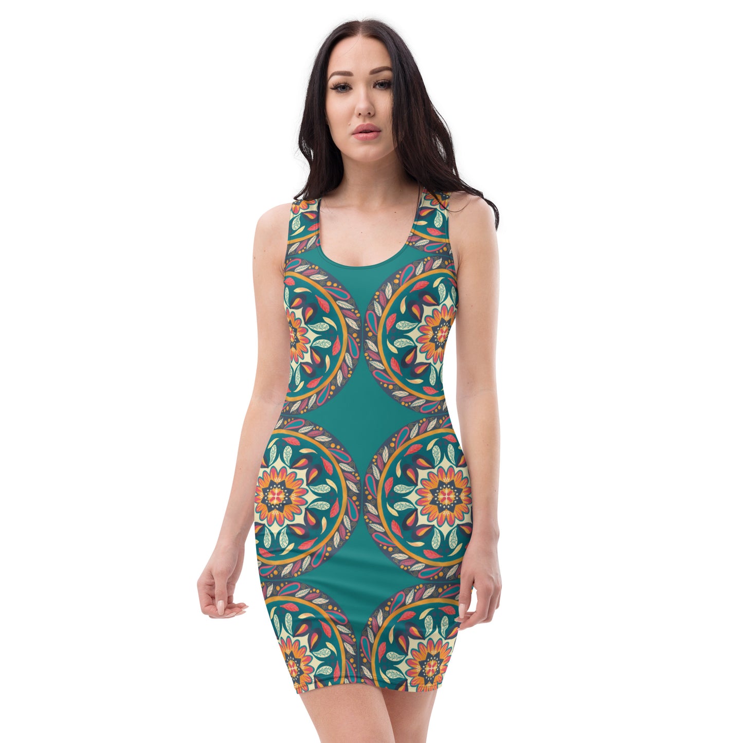 Floral Mandala Dress, Teal II