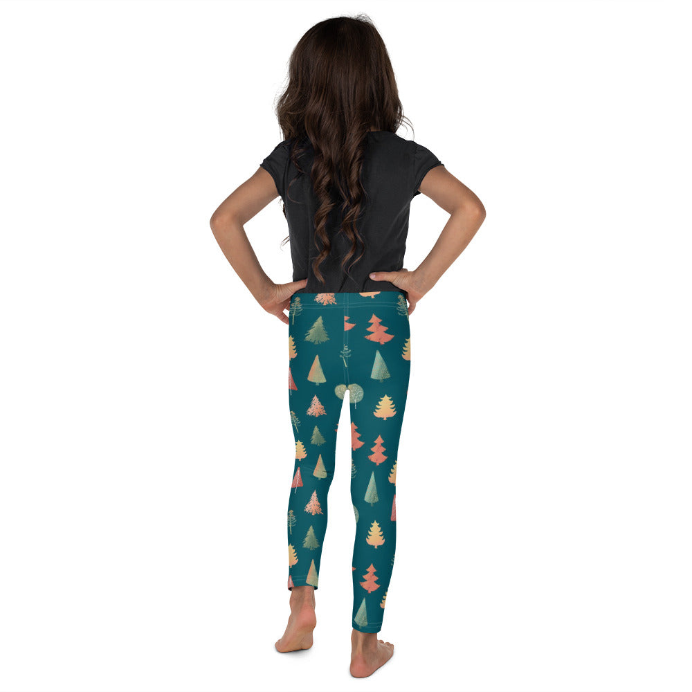 Fancy Trees Kid's Leggings, Teal