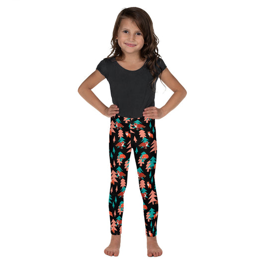 Fox Print Kid's Leggings, Black