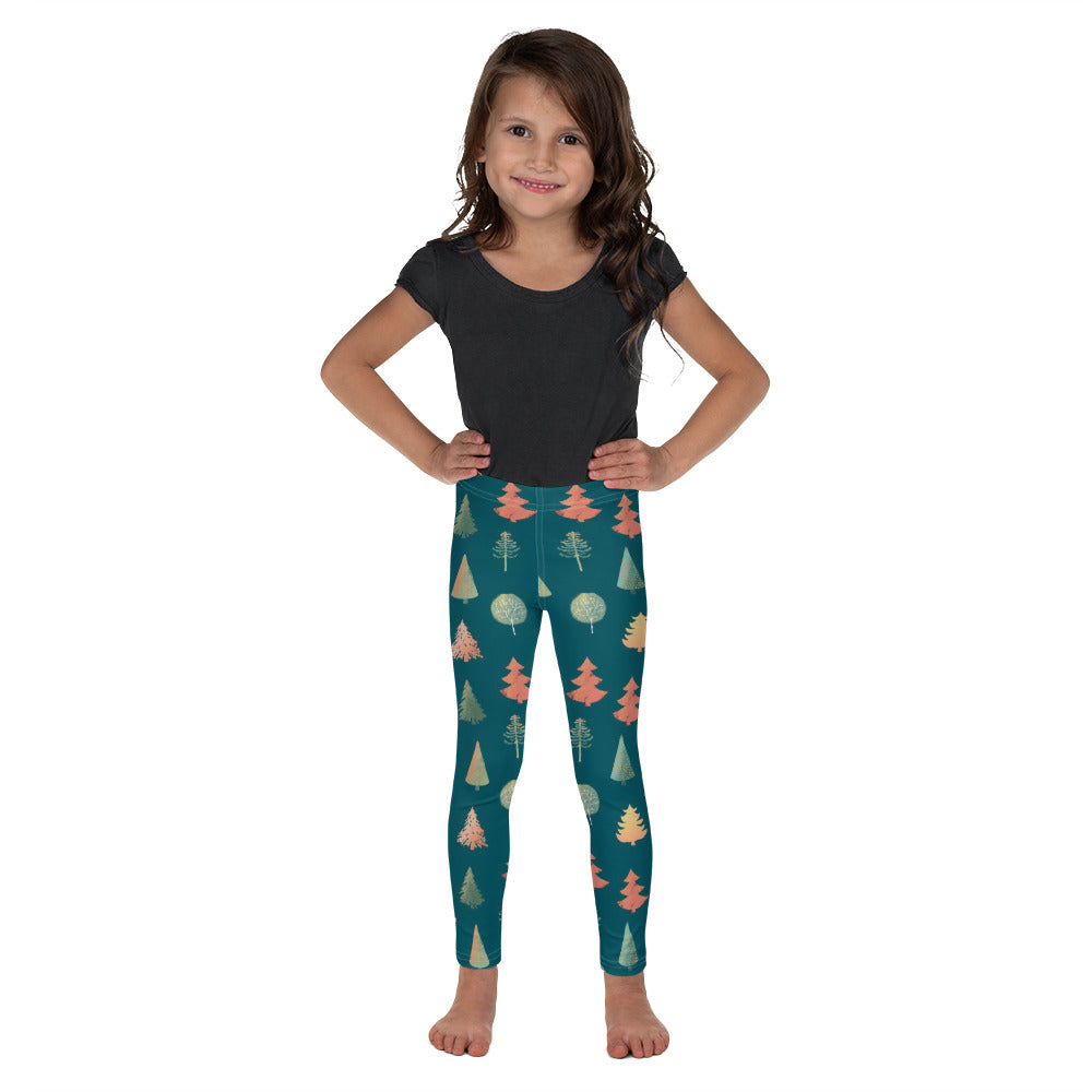 Fancy Trees Kid's Leggings, Teal