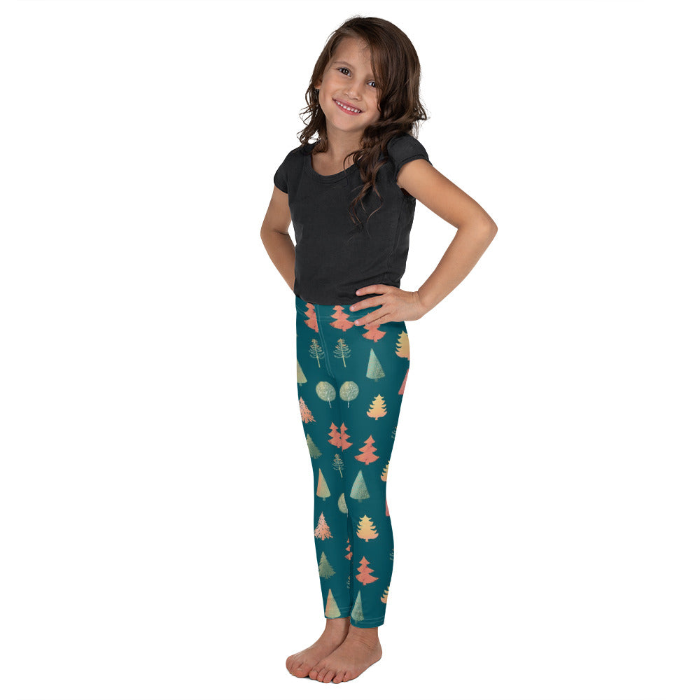 Fancy Trees Kid's Leggings, Teal