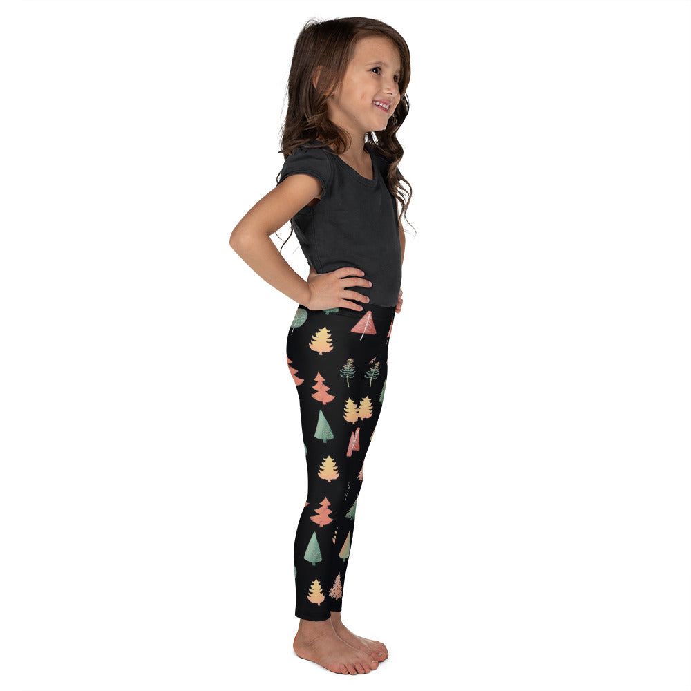 Fancy Trees Kid's Leggings, Black