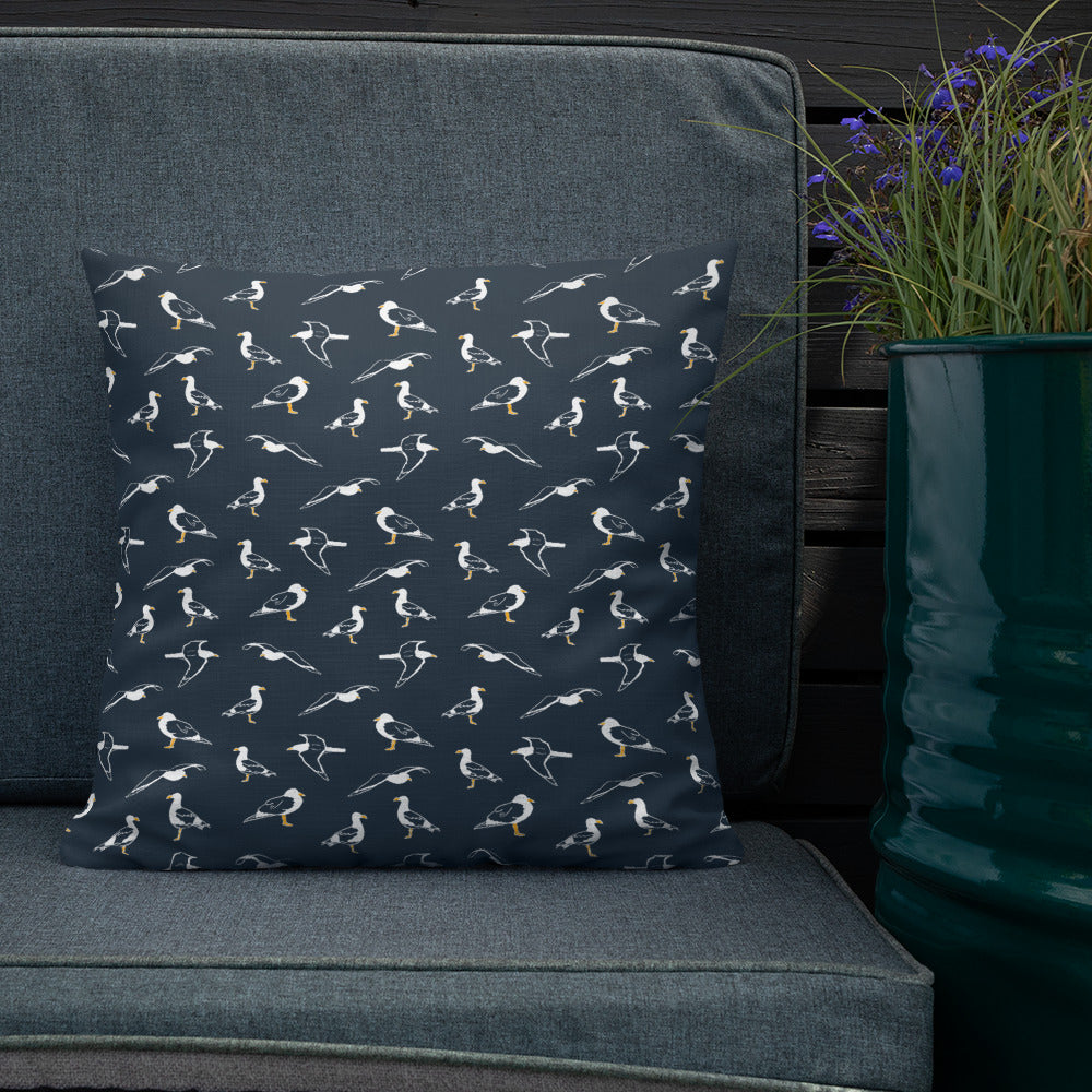 Navy Seagulls Premium Pillow