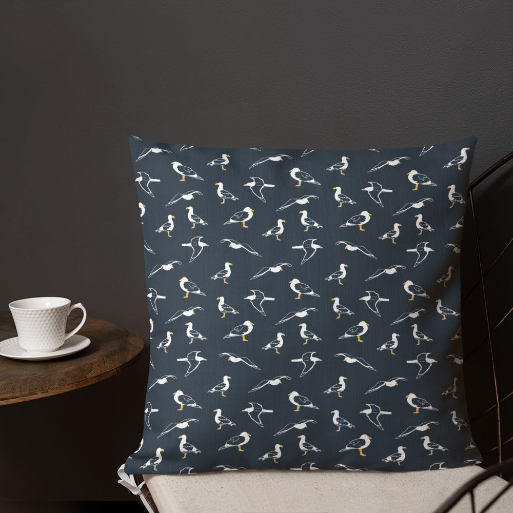 Navy Seagulls Premium Pillow