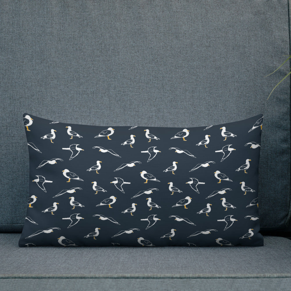 Navy Seagulls Premium Pillow