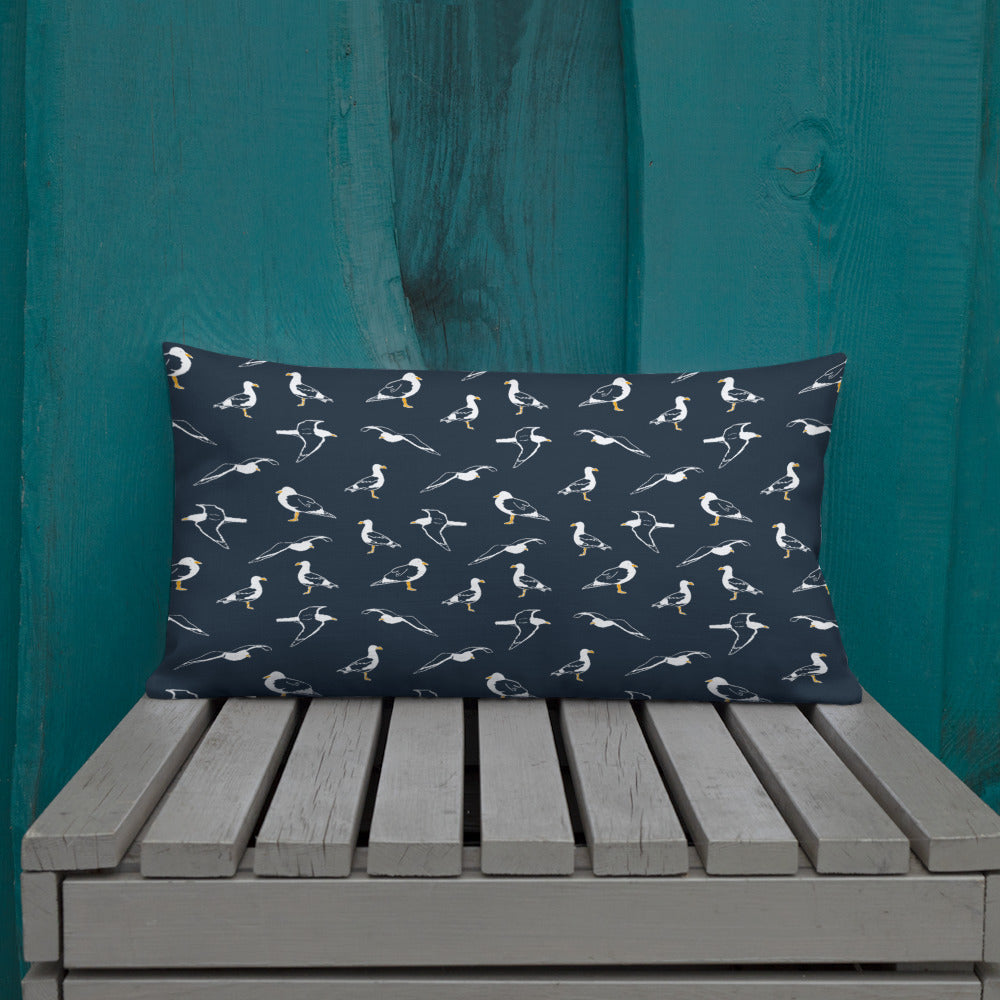 Navy Seagulls Premium Pillow