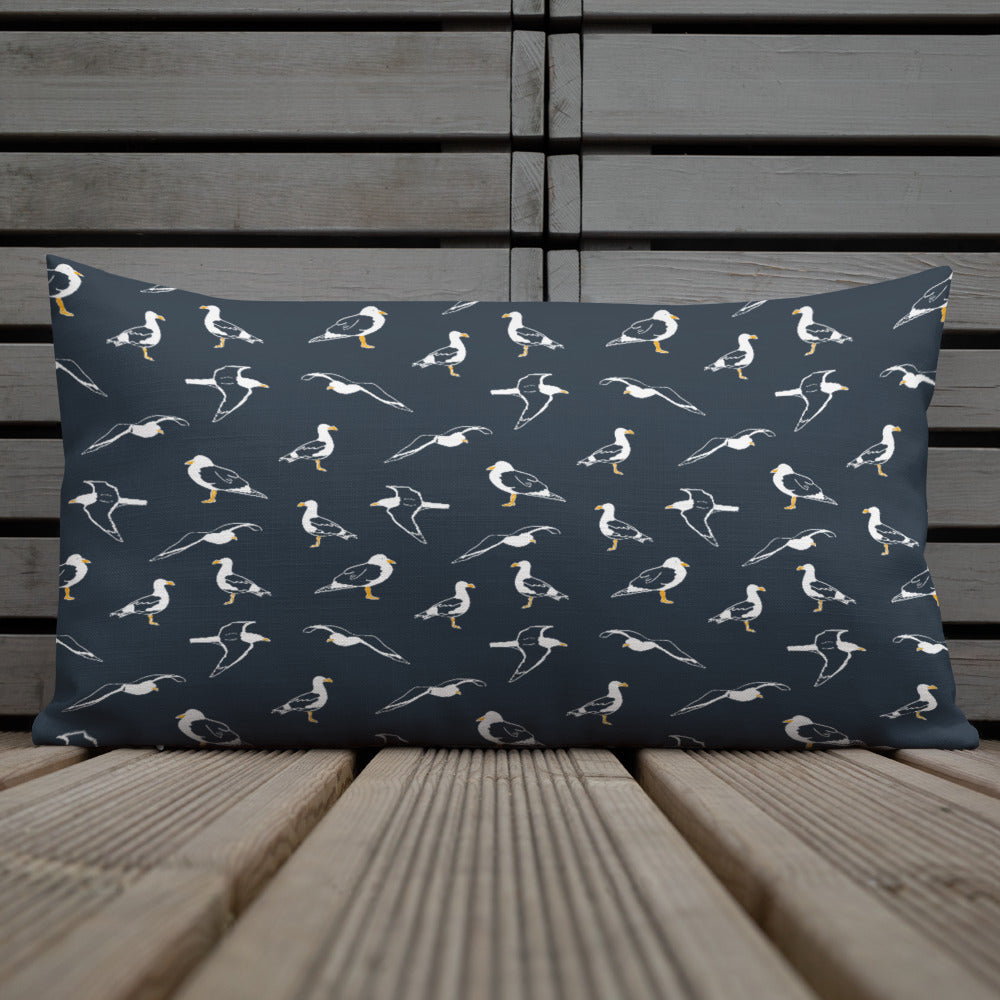 Navy Seagulls Premium Pillow