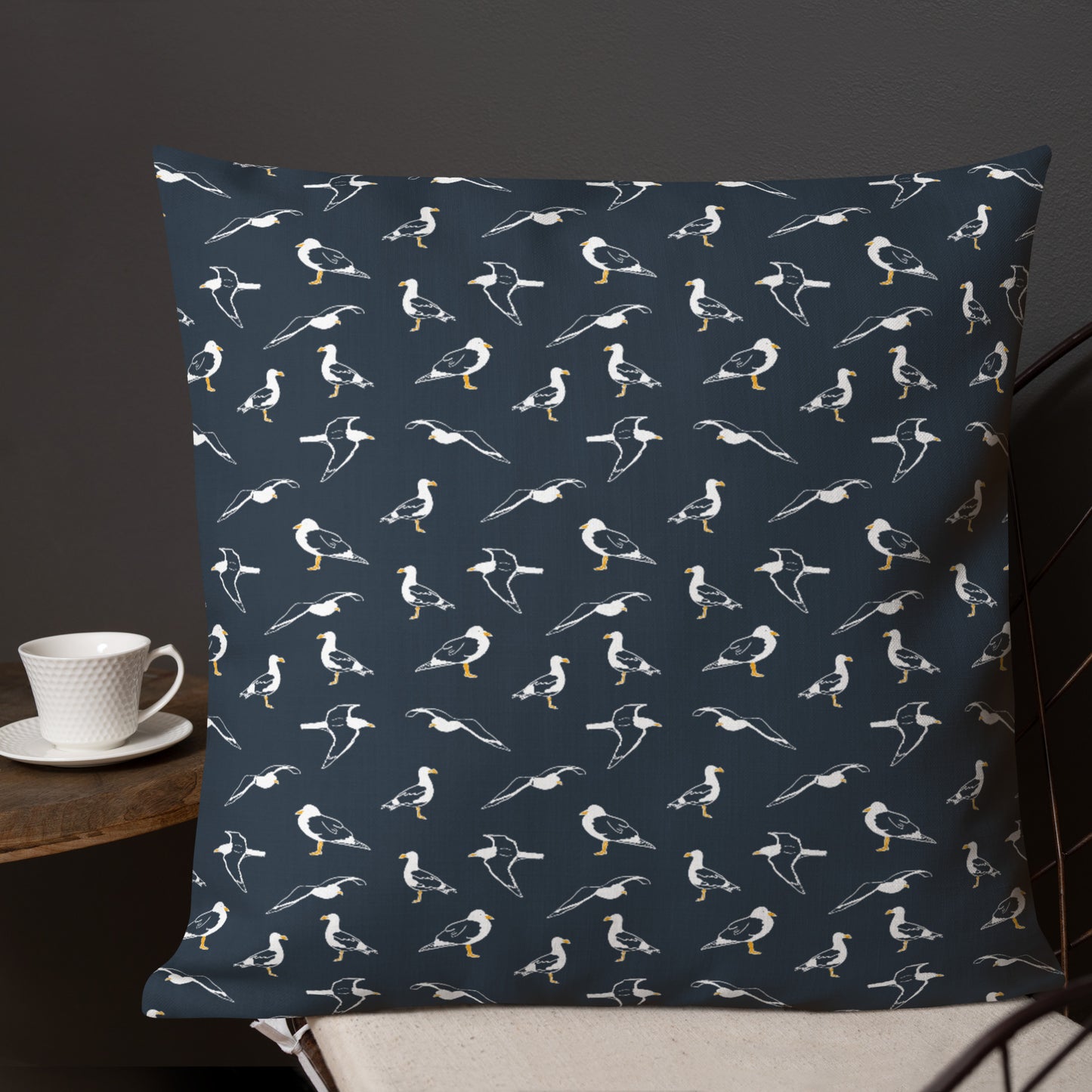 Navy Seagulls Premium Pillow