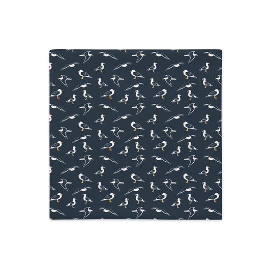 Navy Seagulls Premium Pillow Case