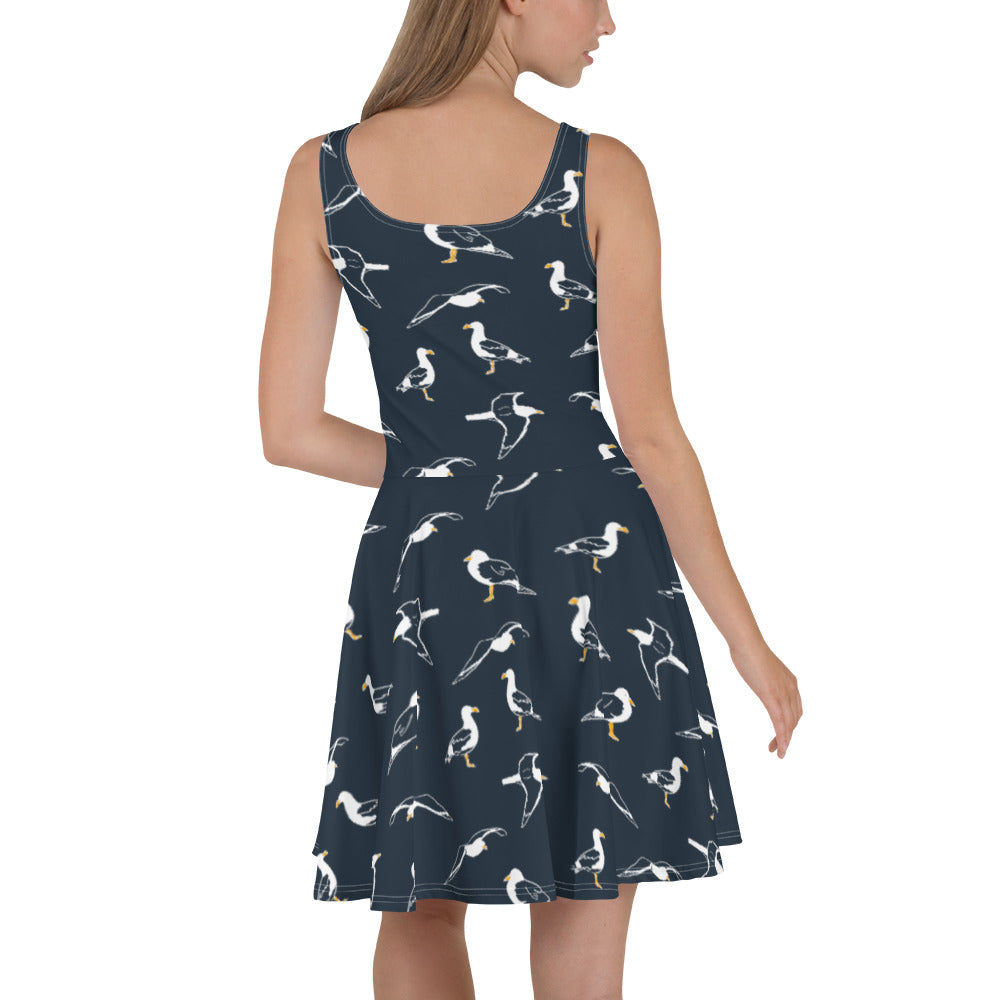 Navy Seagull Skater Dress