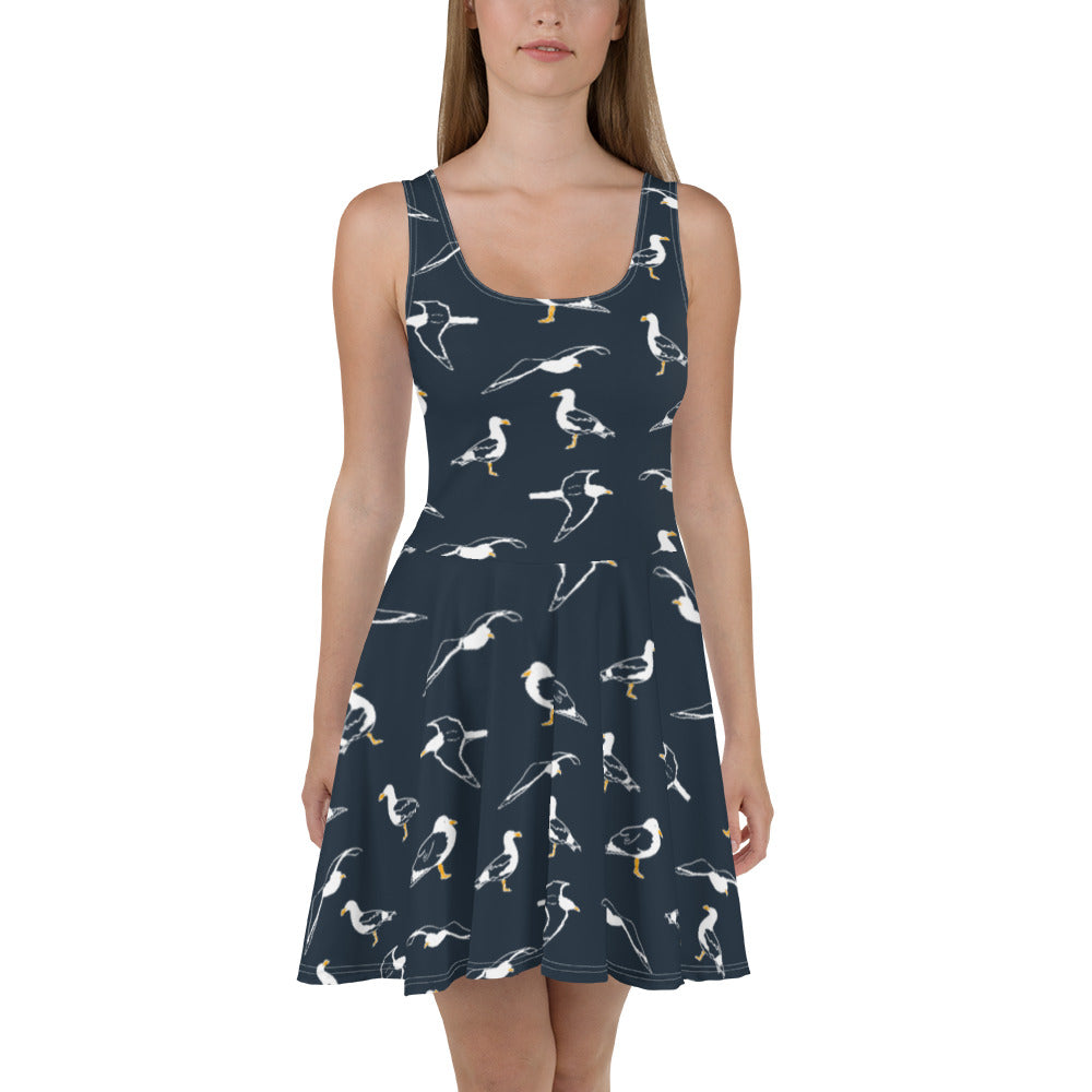 Navy Seagull Skater Dress