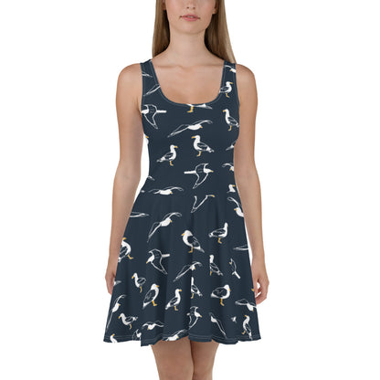 Navy Seagull Skater Dress