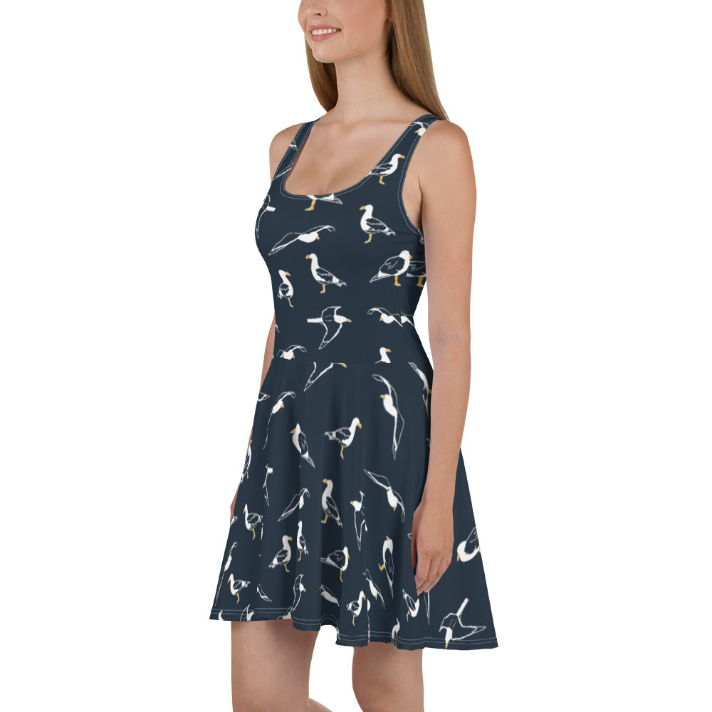 Navy Seagull Skater Dress