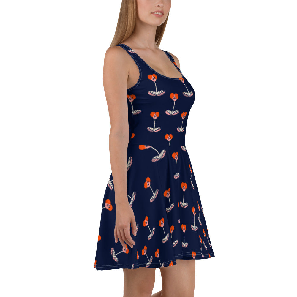 Navy Floral Skater Dress