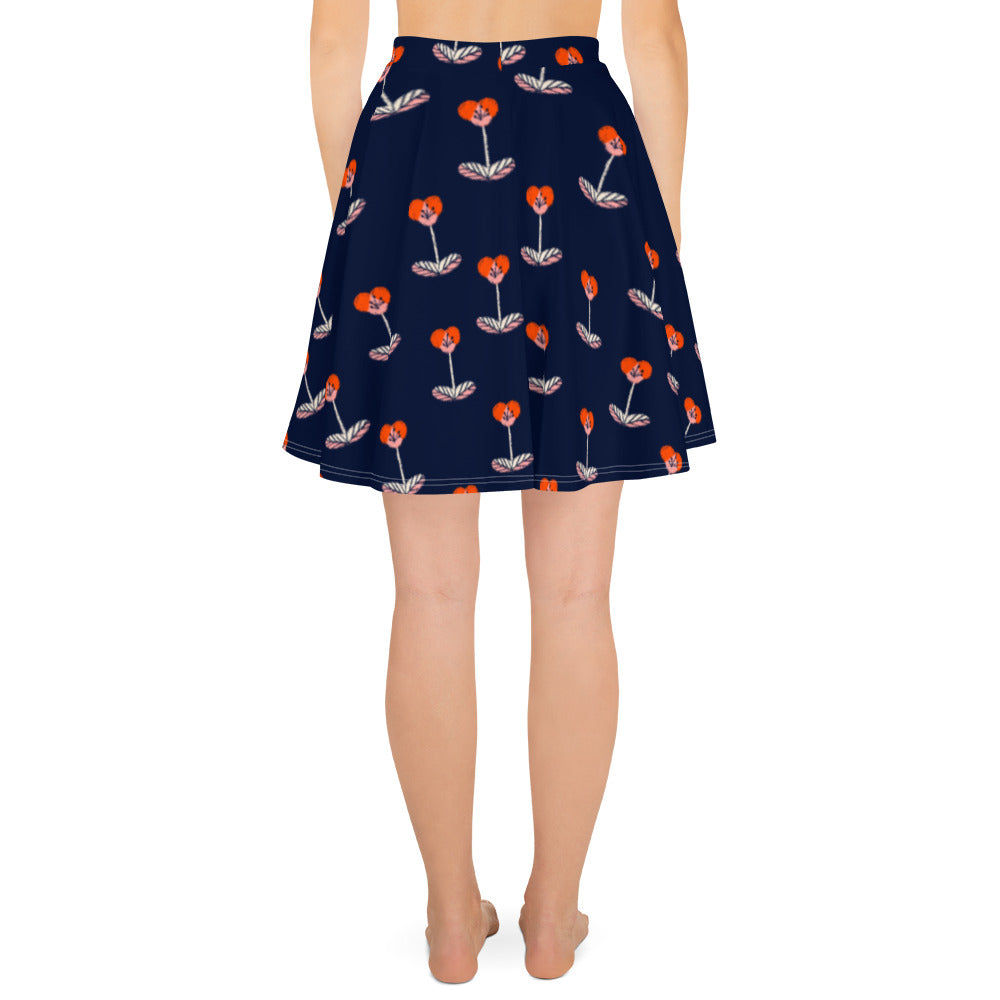 Navy Floral Skater Skirt