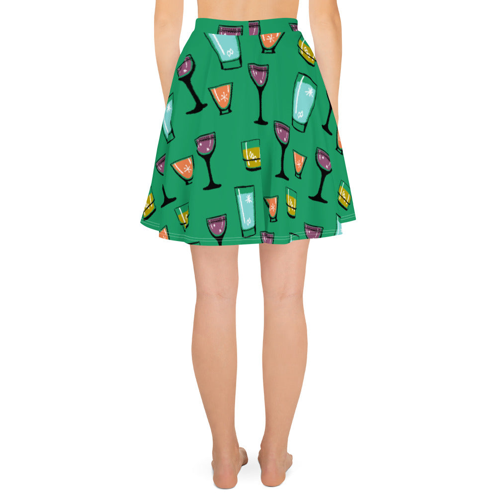 Cocktail Hour Skater Skirt, Green