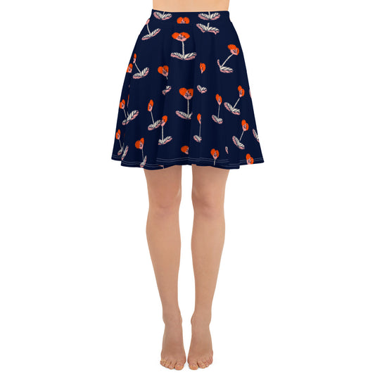 Navy Floral Skater Skirt