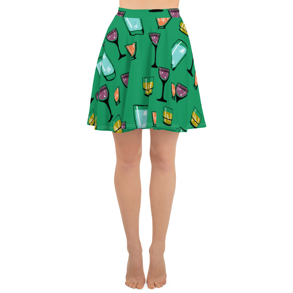 Cocktail Hour Skater Skirt, Green