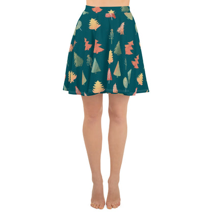 Fancy Trees Skater Skirt, Teal