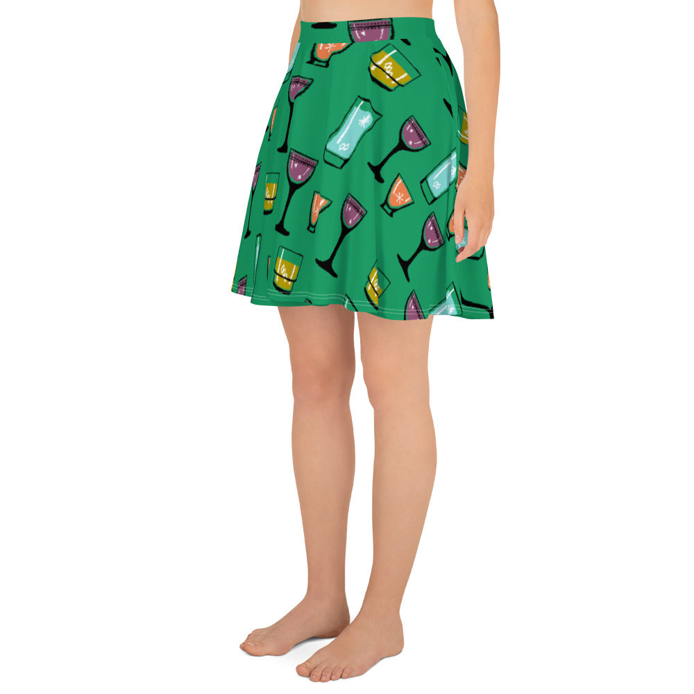 Cocktail Hour Skater Skirt, Green