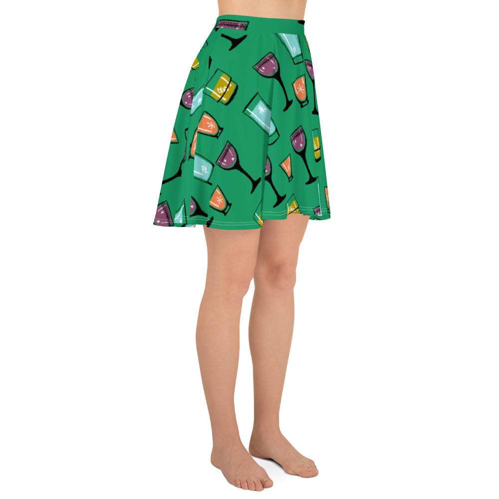 Cocktail Hour Skater Skirt, Green