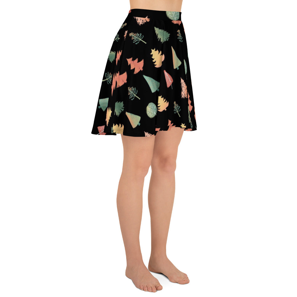 Fancy Trees Skater Skirt, Black