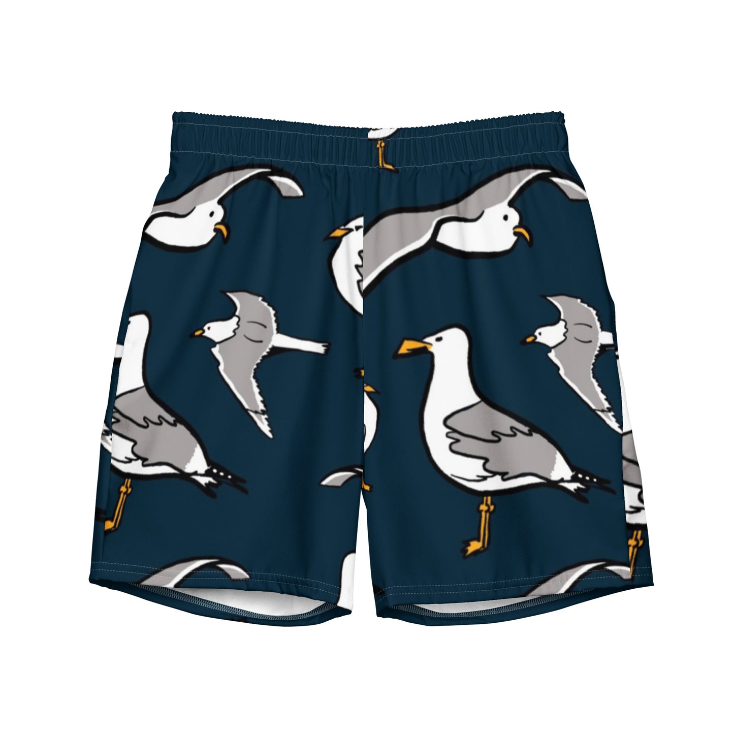 Navy Seagull large print Men's swim trunks