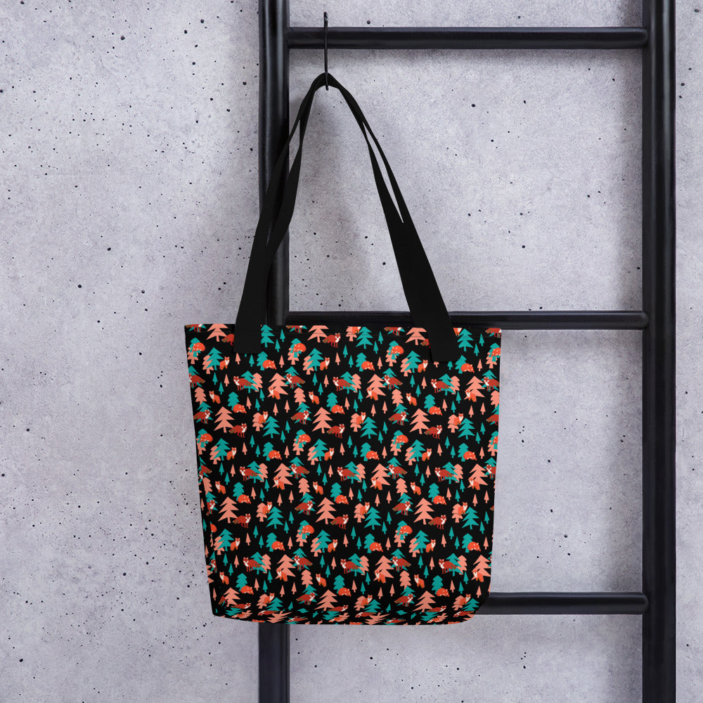 Fox Print Tote bag, Black