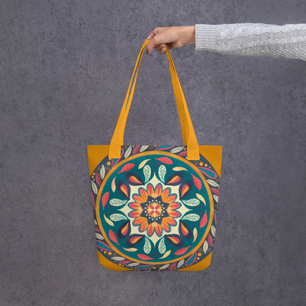 Floral Mandala Tote bag, Orange