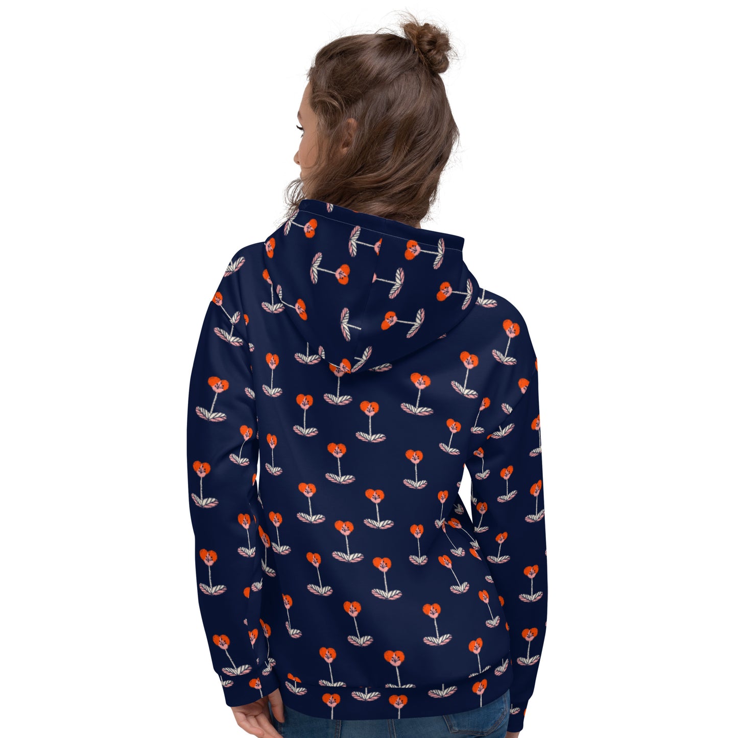 Navy Floral Unisex Hoodie