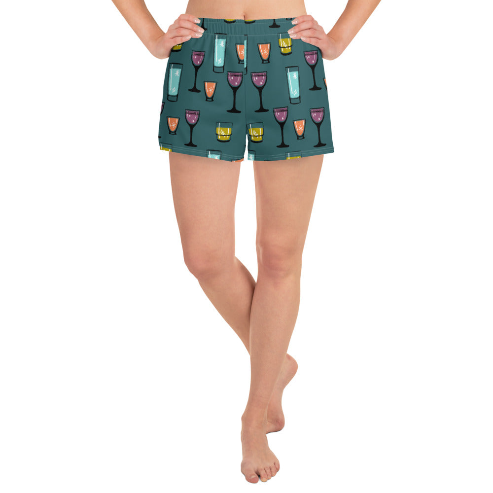 Cocktail Hour Women's Athletic Short Shorts, Deep Teal